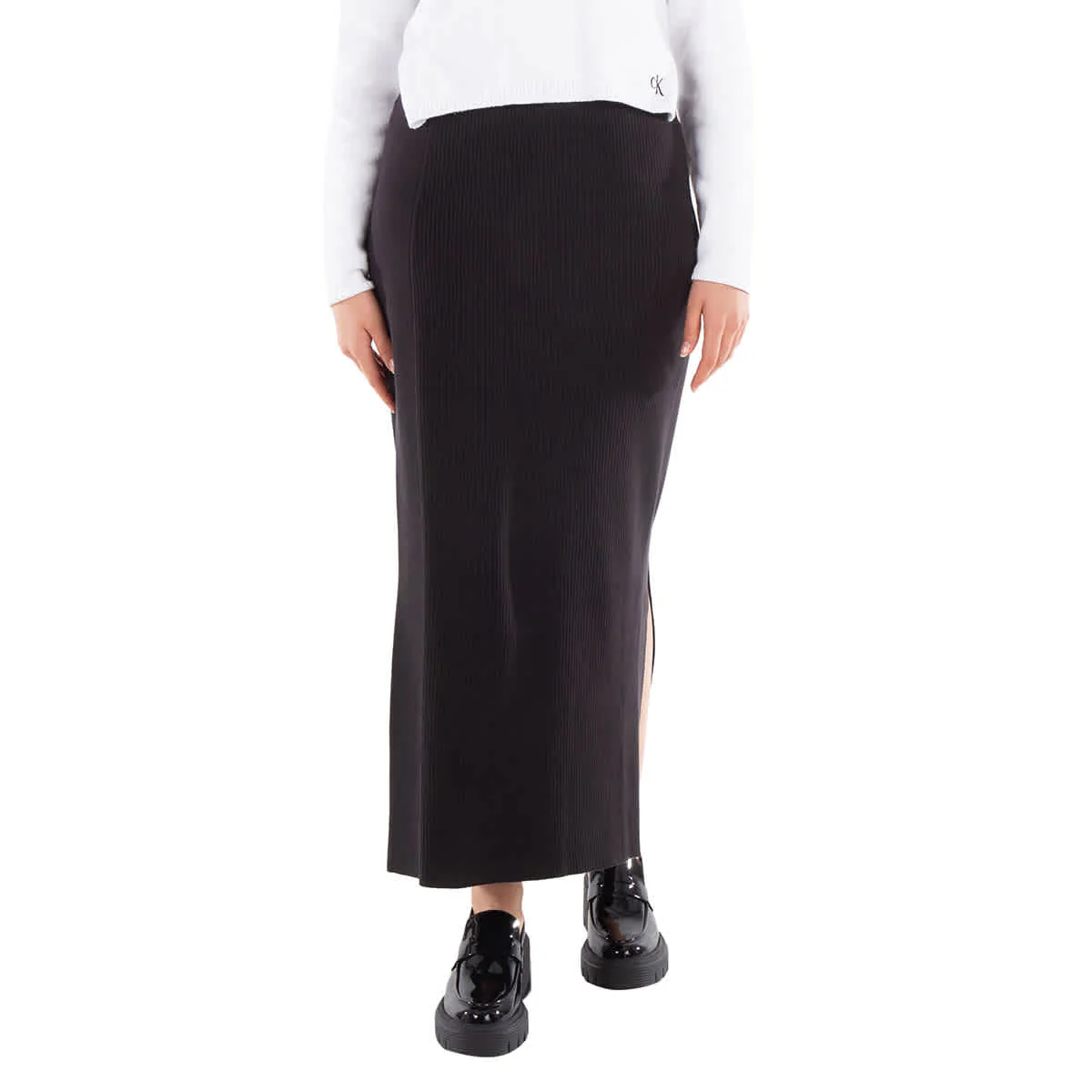 Calvin Klein Ribbed Monogram Logo Sweater Maxi Skirt
