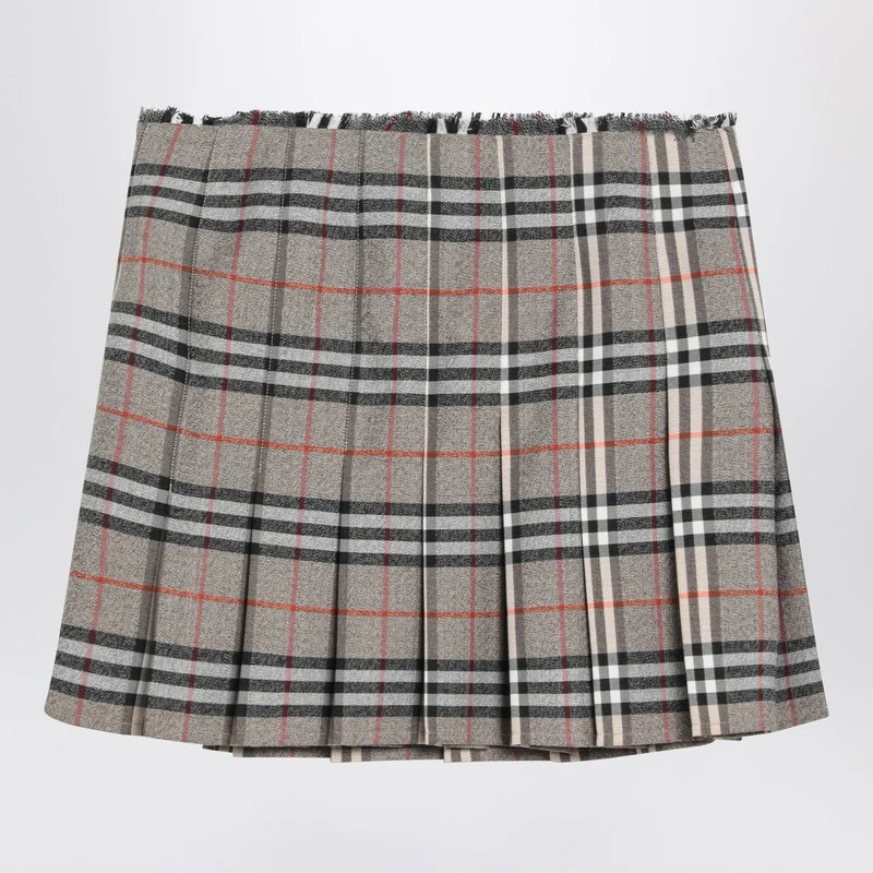Burberry Women's Wool Kilt Skirt With Check Pattern