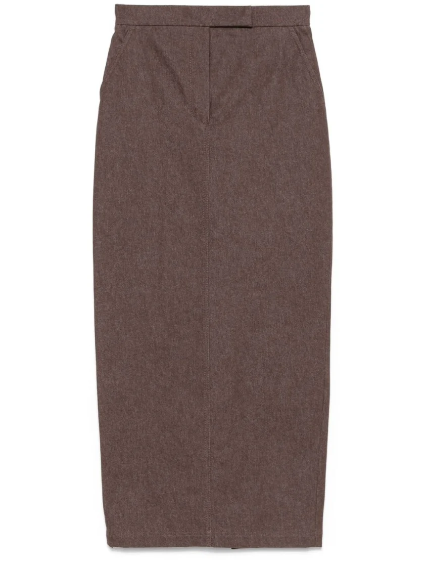 High-Waisted Brown Tailored Maxi Skirt