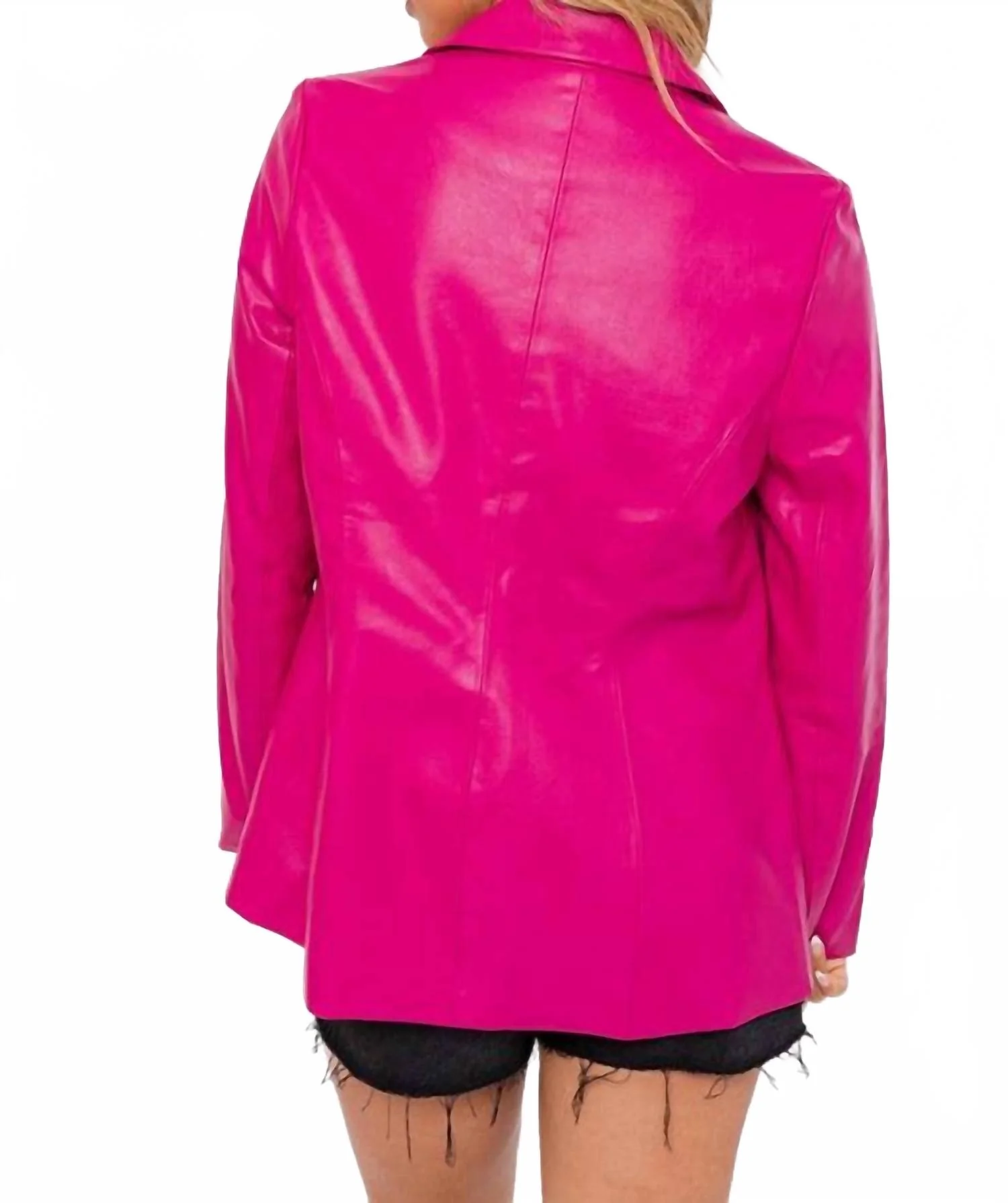 Dylan Vegan Leather Blazer In Magenta