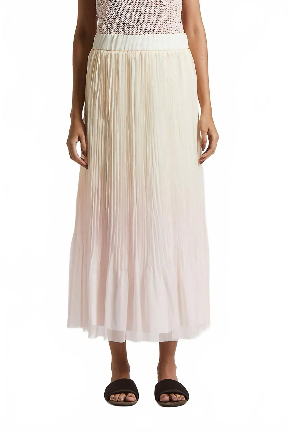 Peser Pleated Midi Skirt In Quartz Sand