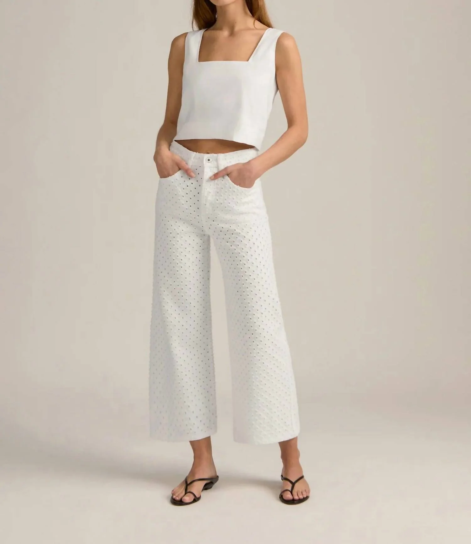 Masha Super High Rise Wide Leg Pant In White