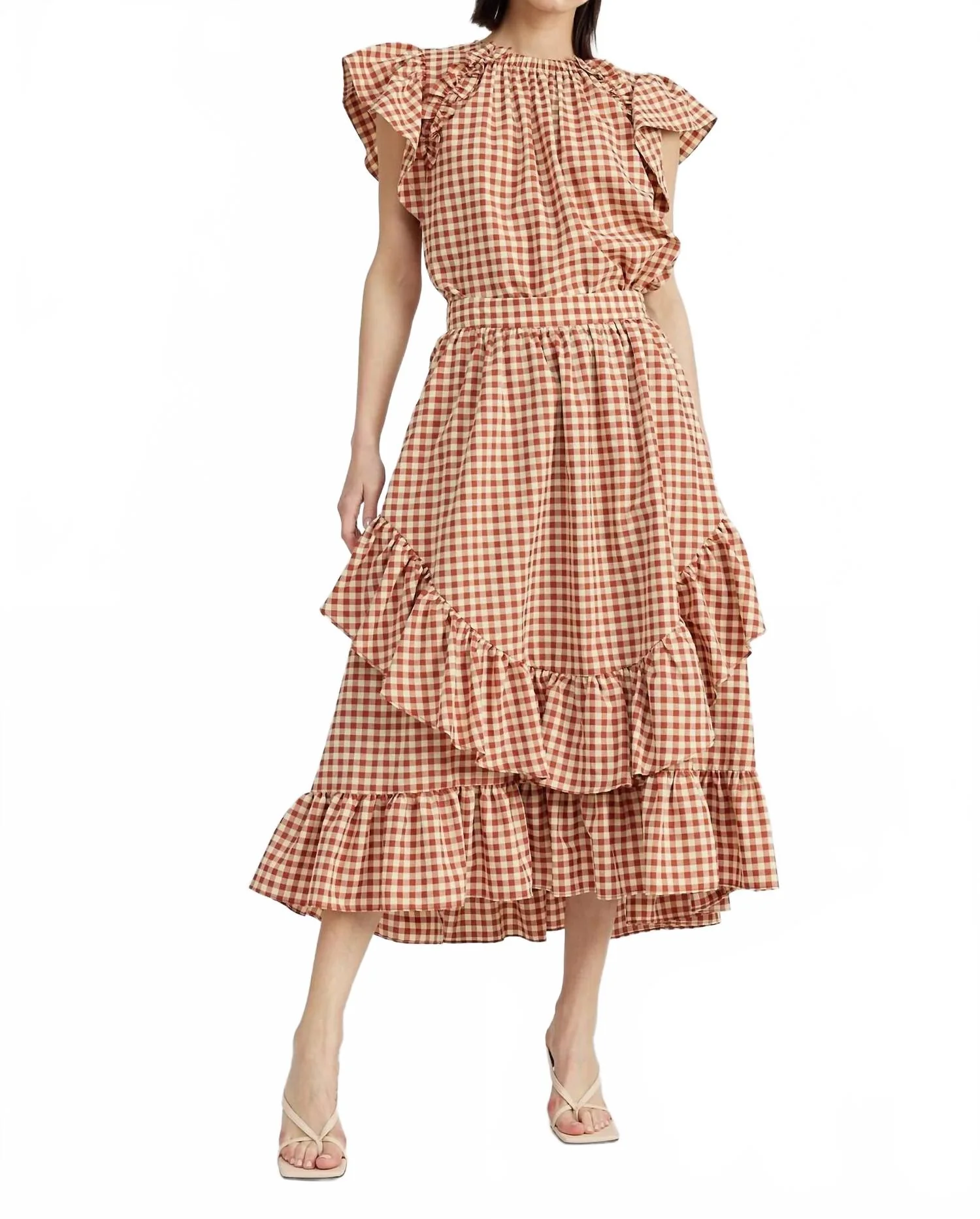 Juni Midi Skirt In Rust/cream