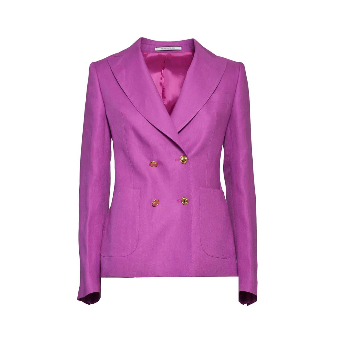 J-Coral Double Breasted Jacket In Purple Linen