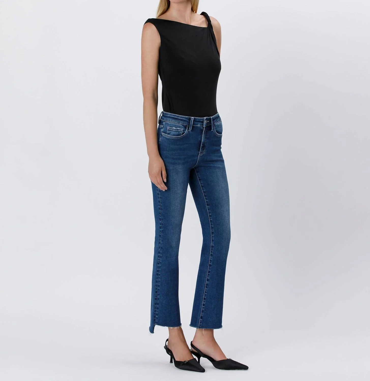 High Rise Crop Raw Hem Bootcut Jeans In Love Craft