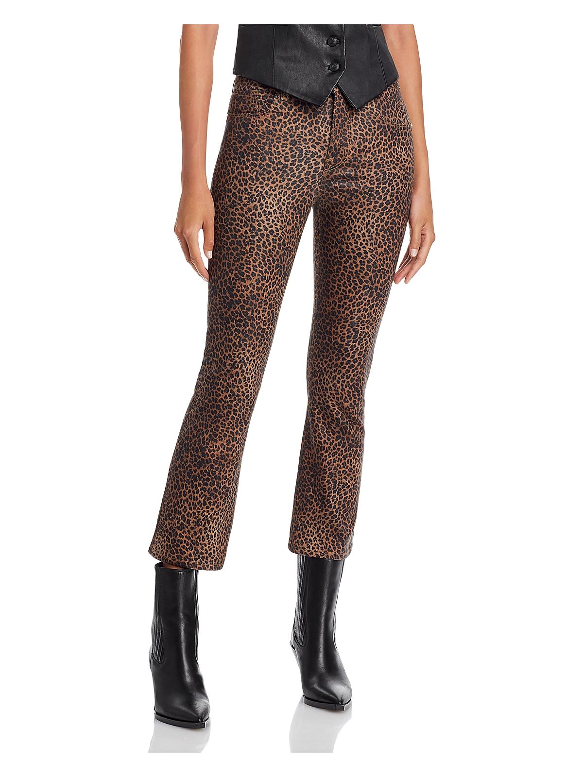 Le Crop Mini Womens Mid-Rise Coated Bootcut Jeans