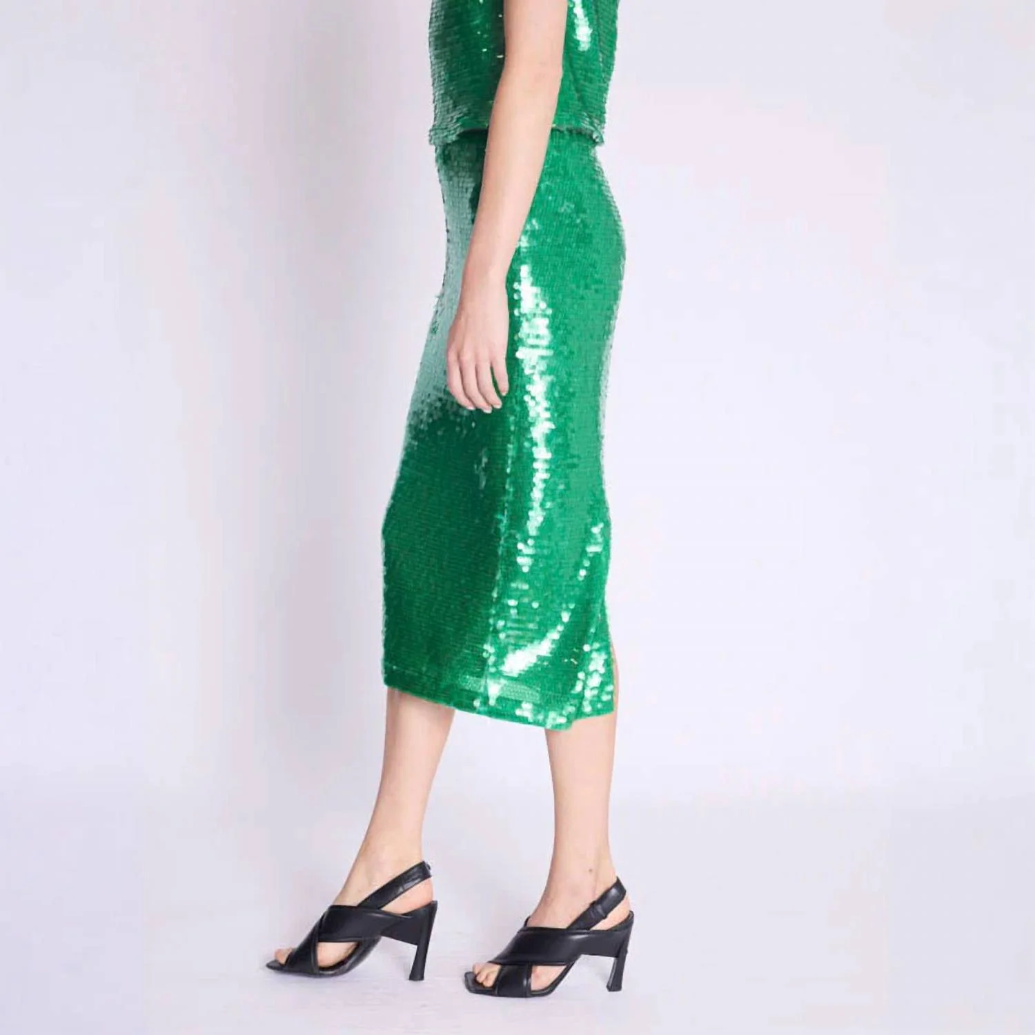 Jamy Sequin Skirt In Green