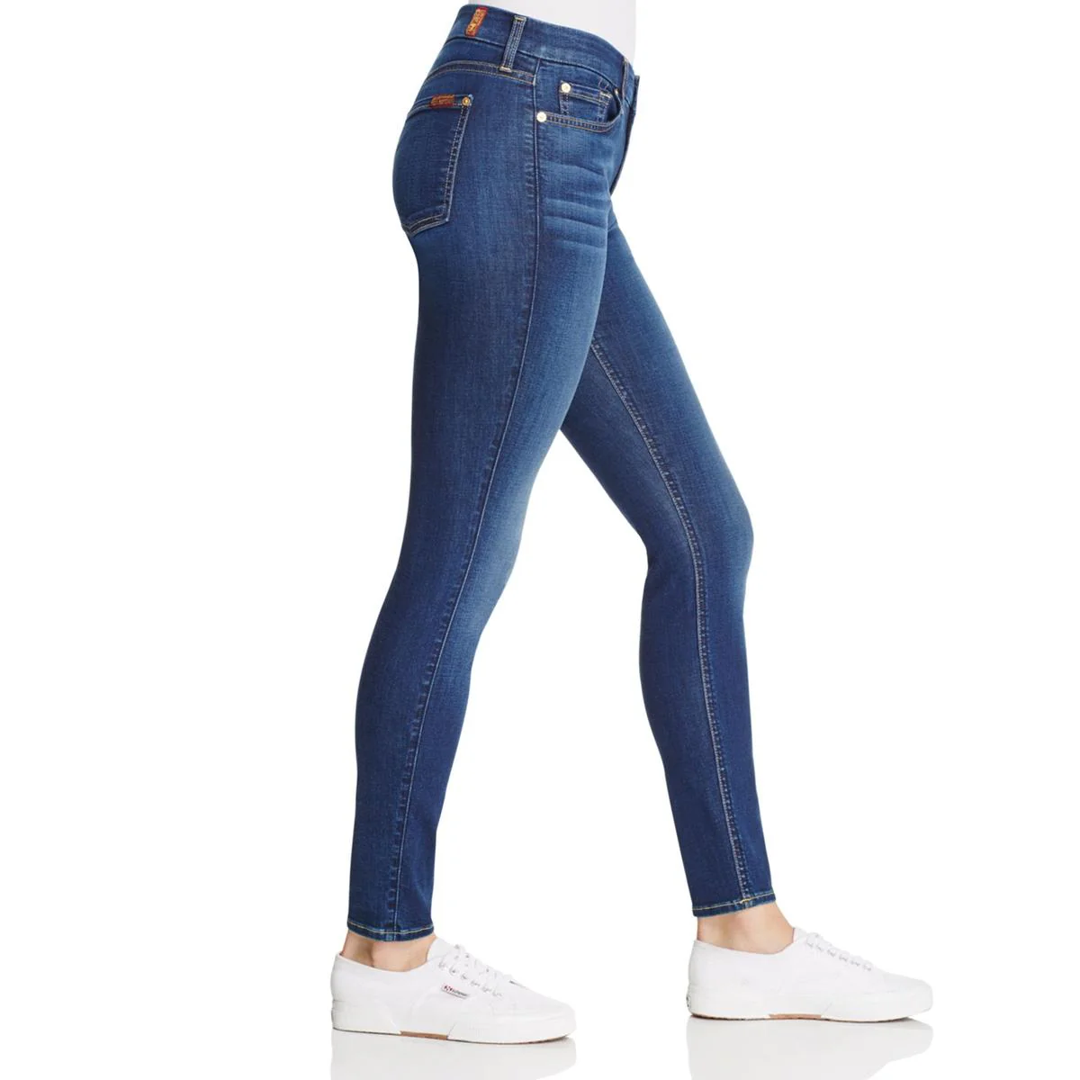Womens Denim Mid-Rise Skinny Jeans
