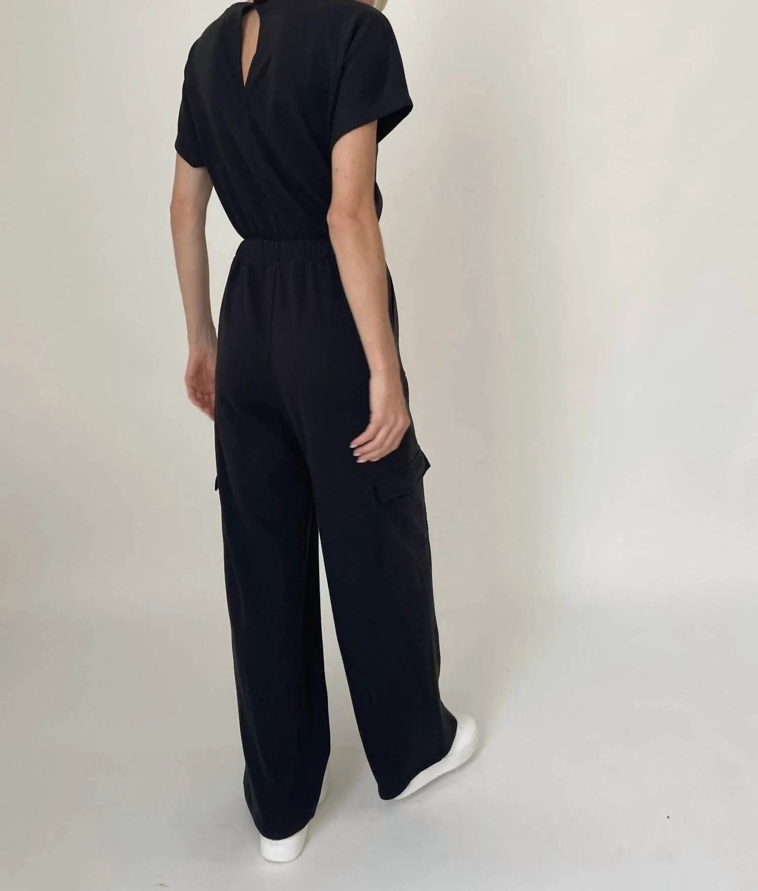 Phoenix Terry Pocket Jumpsuit In Black