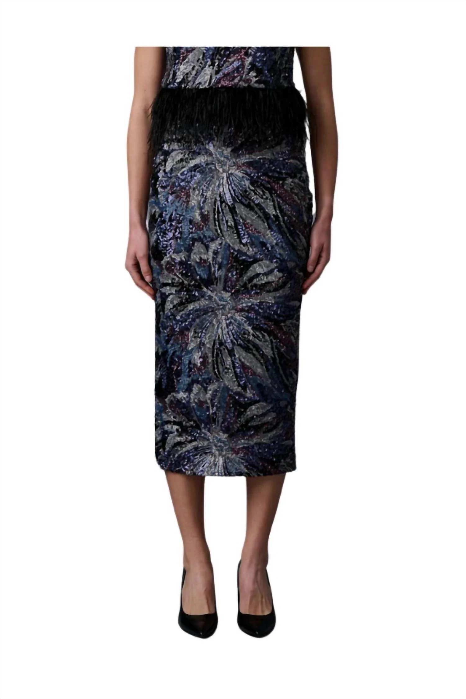 Floral Skirt In Midnight Abstract