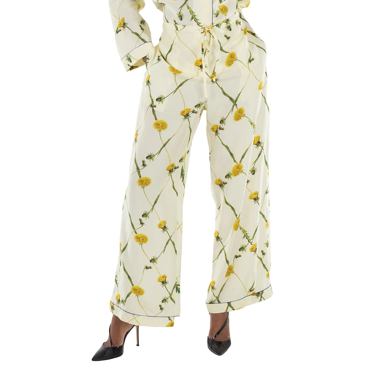 Burberry Drawstring Floral-Print Silk Pants