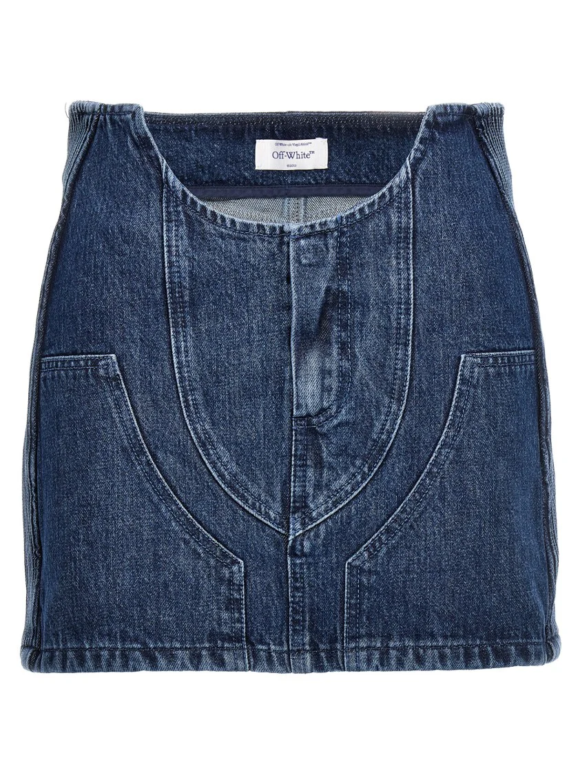 Low-Waist Denim Miniskirt With 3D Detailing