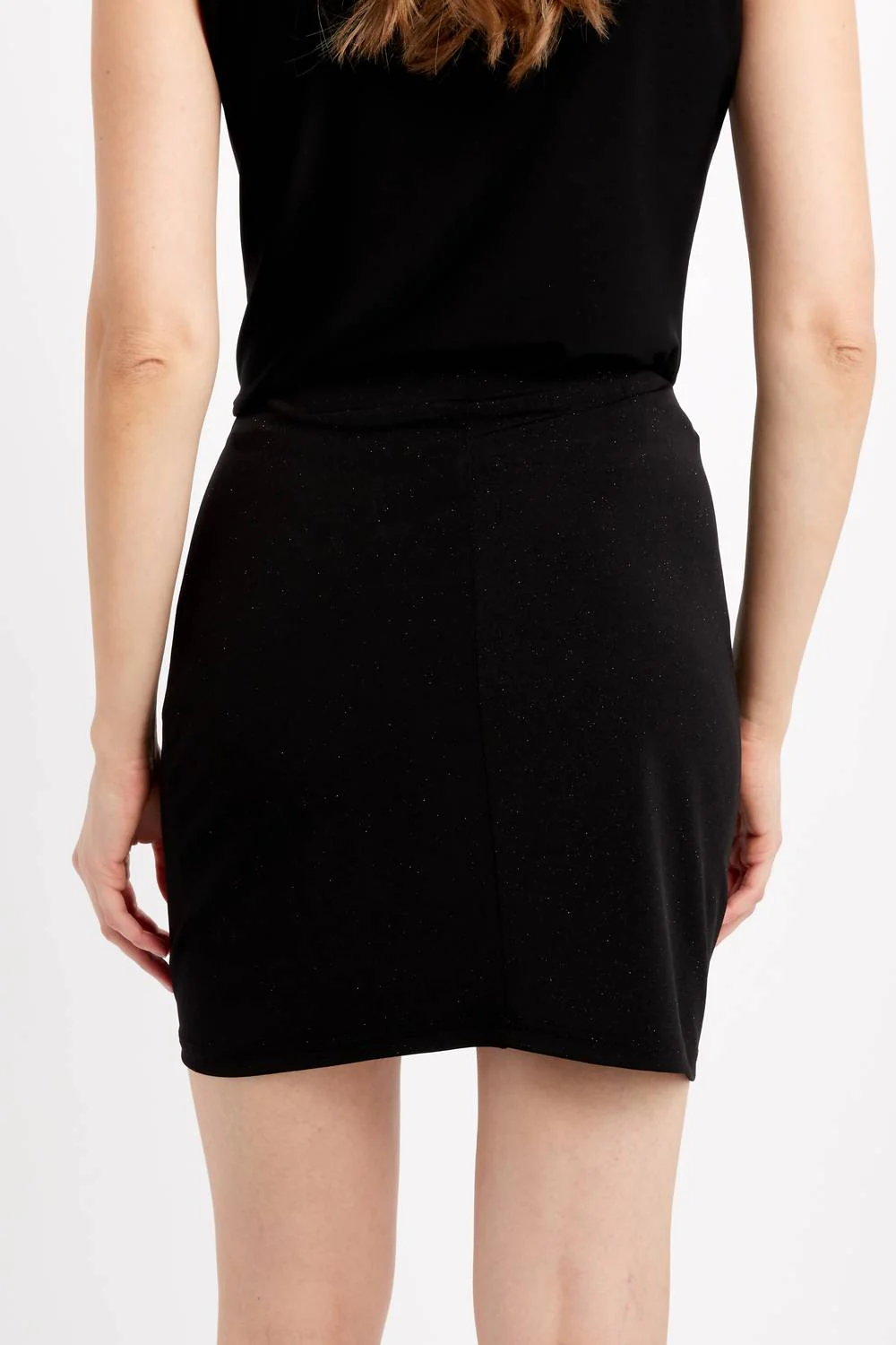 Pencil Mini Skirt In Black Sparkle