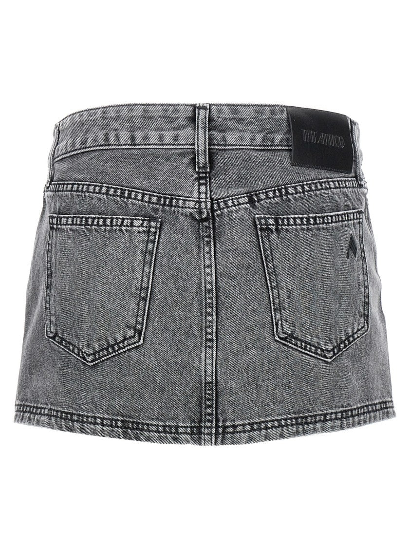 Multipocket Grey Denim Mini Skirt