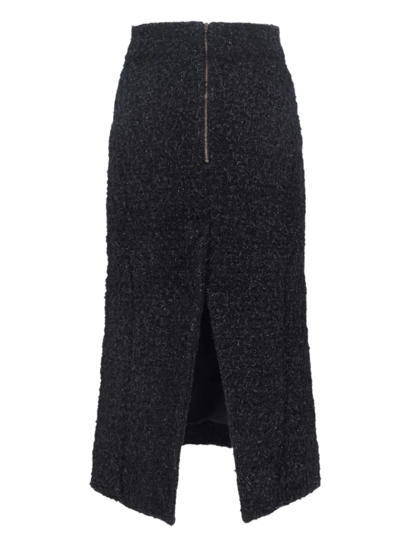 Midi Tweed Skirt – Black