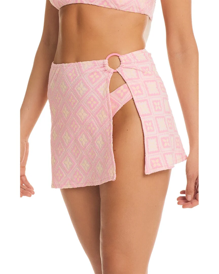 Red Carter Jacquard Geo Swim Coverup Skirt