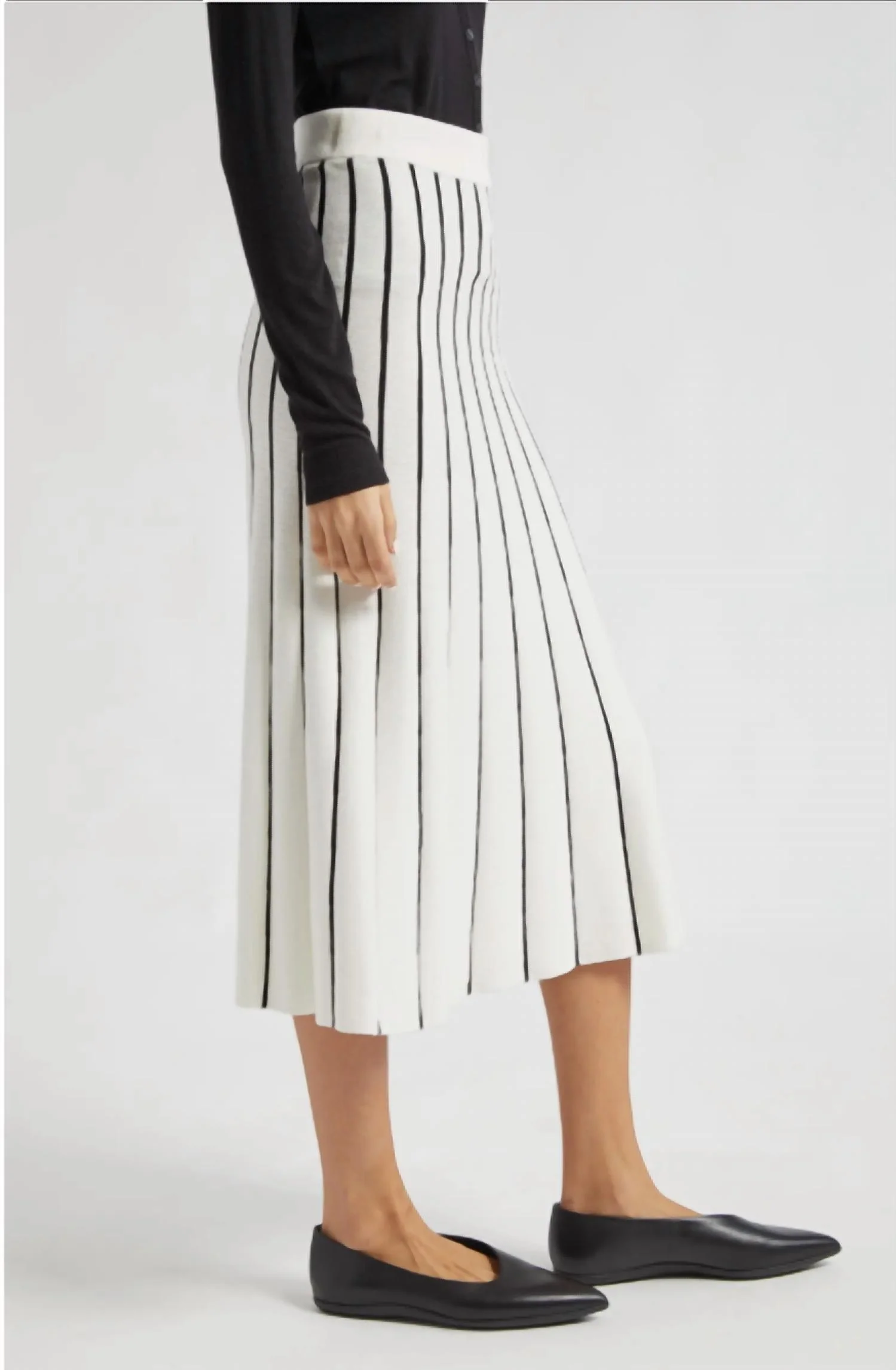 Mixed Stripe Skirt In Chalk/black