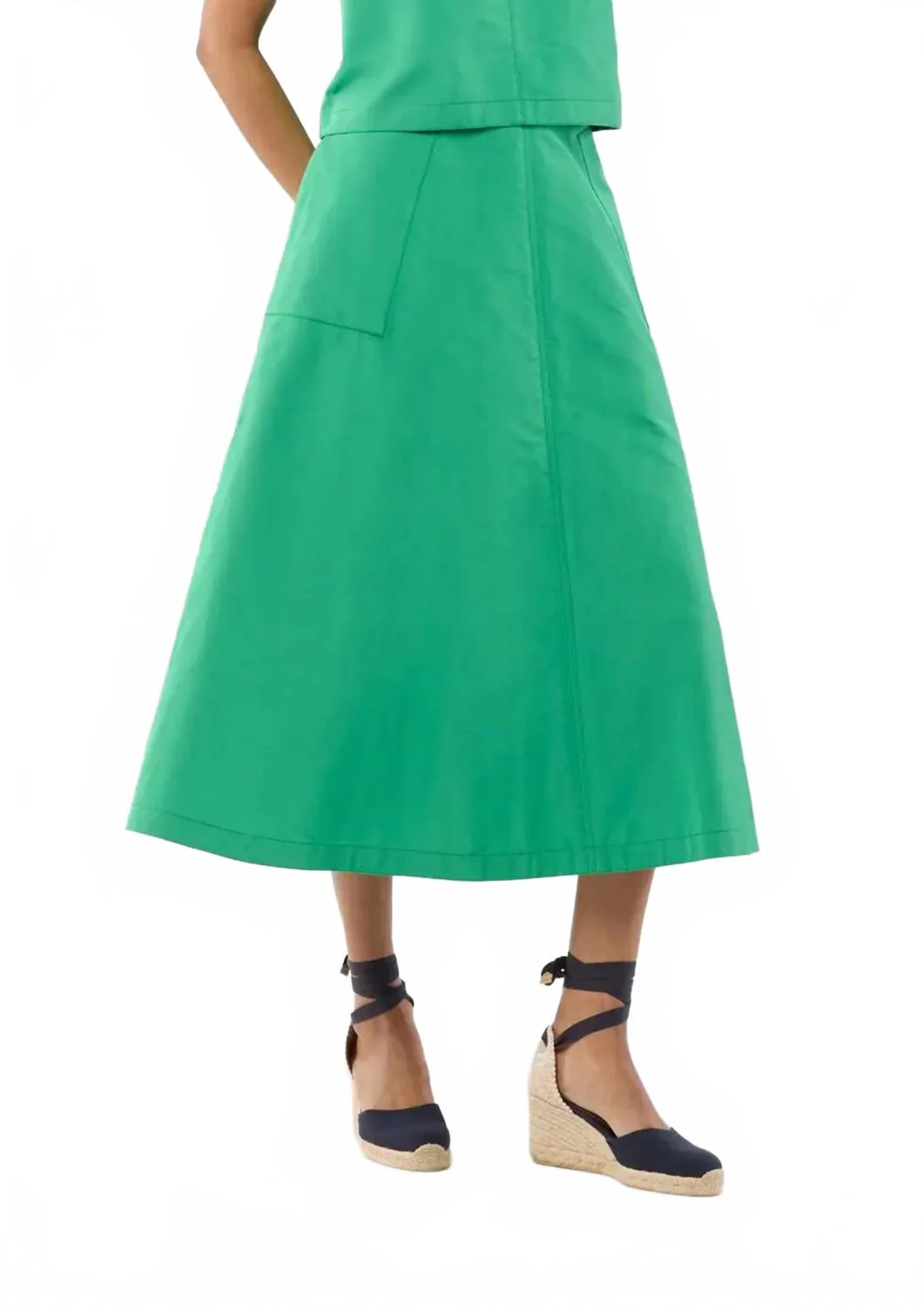 Gemma Circle Skirt In Leaf Nylon Faille