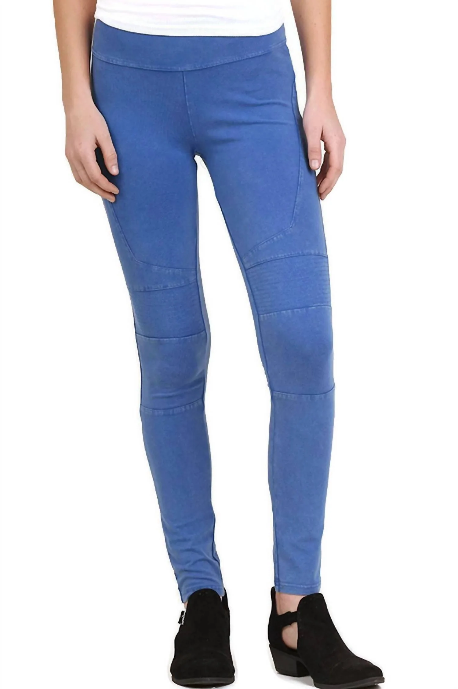 Washed Moto Jeggings In Blue