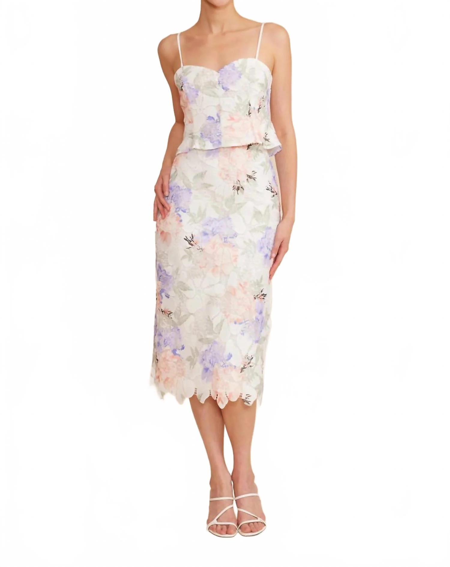 Alisyn Lace Midi Skirt In Multi