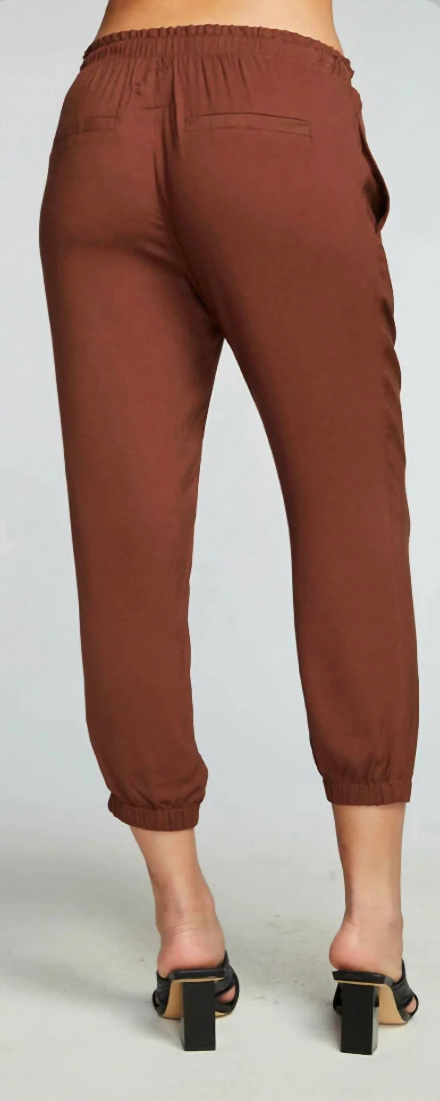 Heirloom Wovens Cropped Paperbag Waist Pant In Cappuccino
