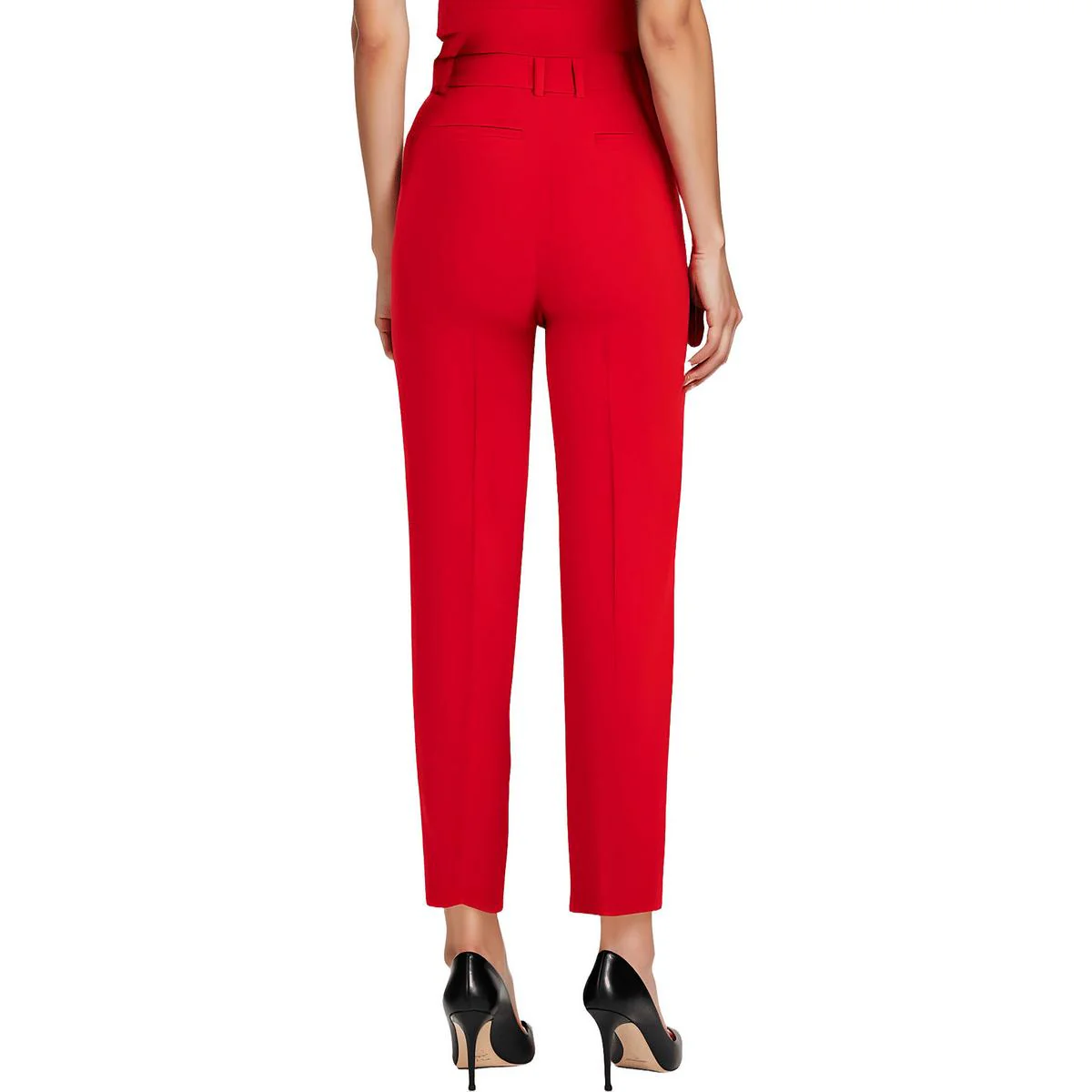 Womens Solid Polyester Straight Leg Pants