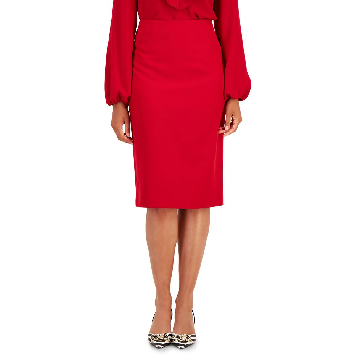 Womens Knee-Length Solid Pencil Skirt