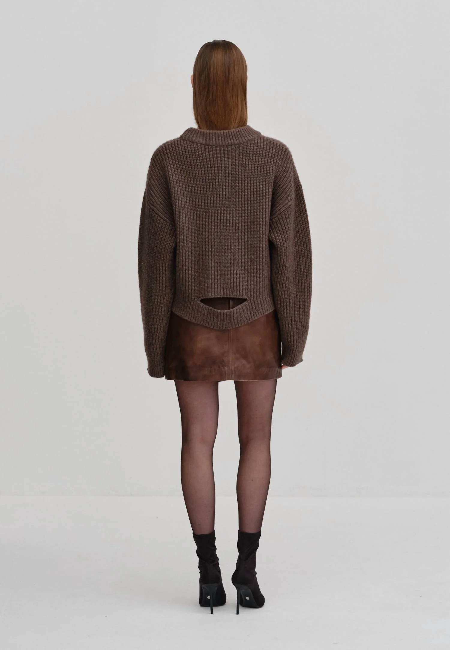 Wax Mini Skirt In Brown