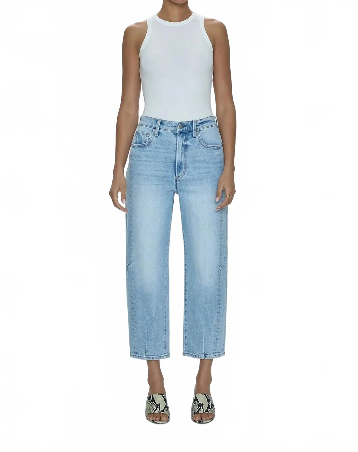 Eli High Rise Arched Leg Jeans In Sun Kissed