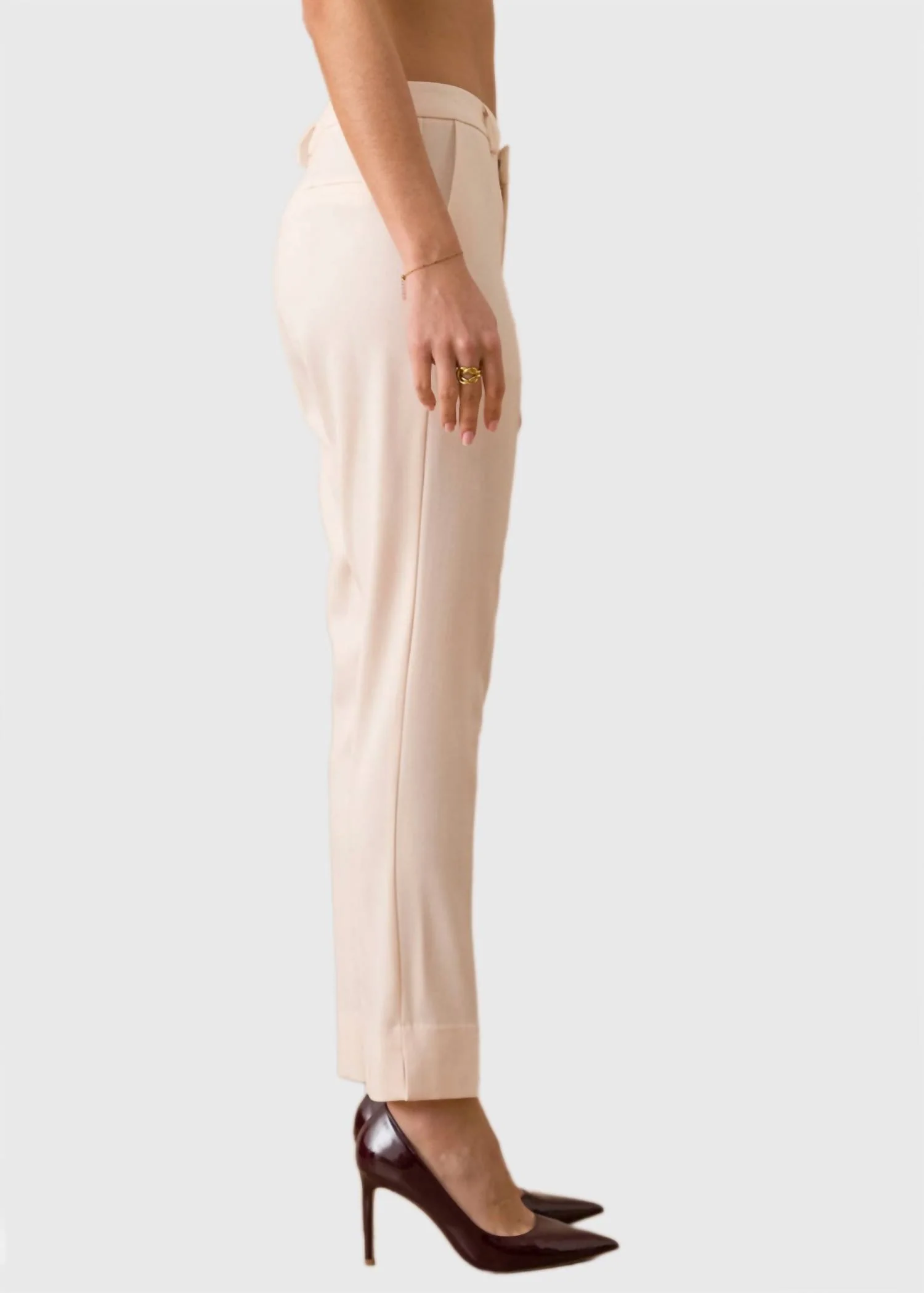 High-Waisted Cigarette Pants In Beige