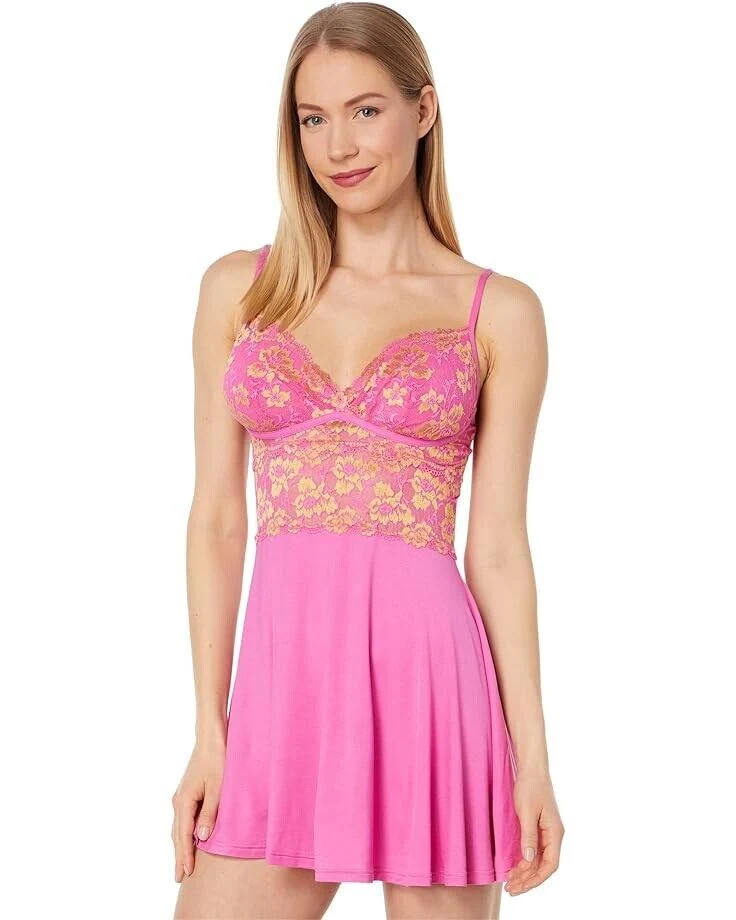 Cosabella Savona Chemise G-String Lingerie Set Women's Small Pink Stretch ERK654