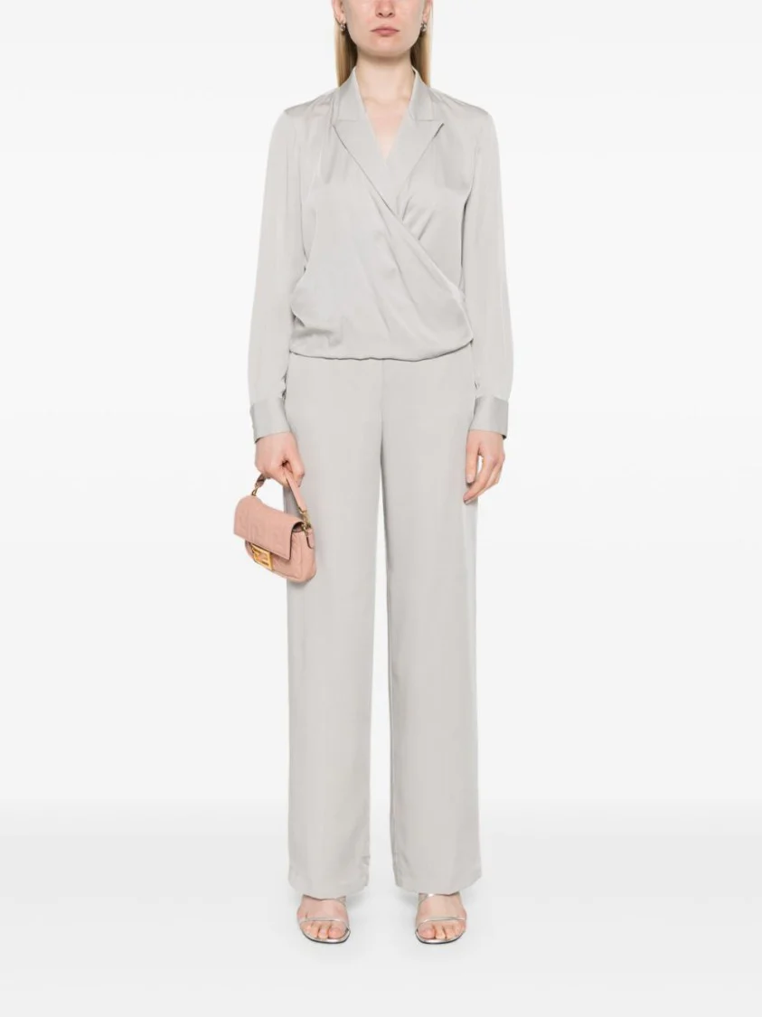 Wide-Leg Trousers In Light Grey Silk