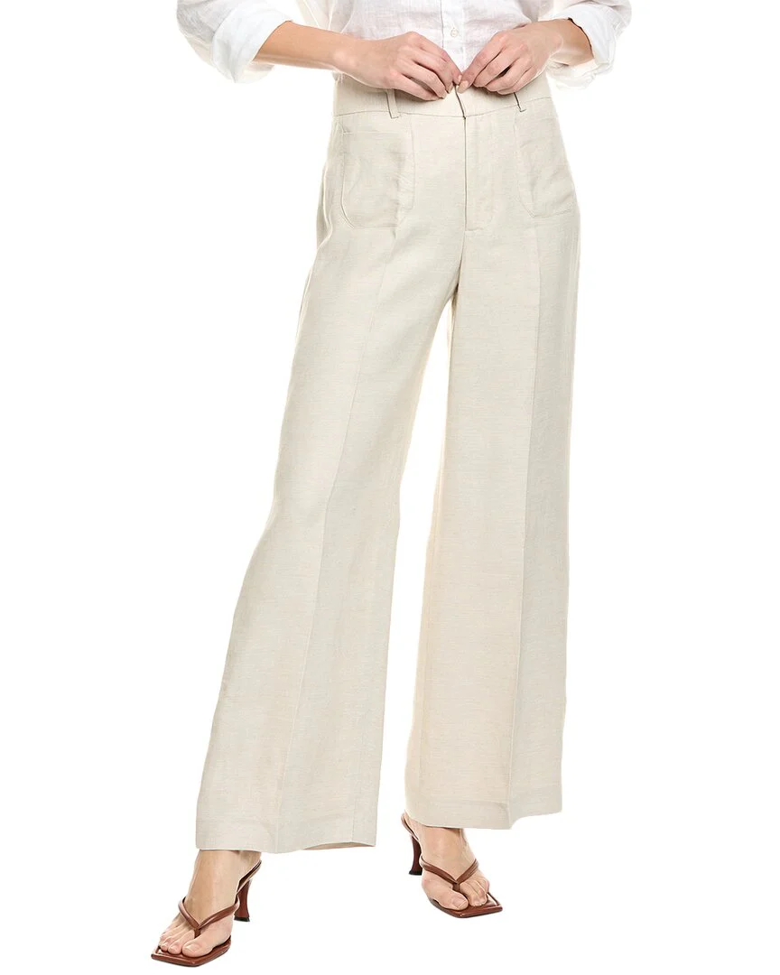 FRAME Denim Le Slim Palazzo Modernist Pocket Linen-Blend Pant