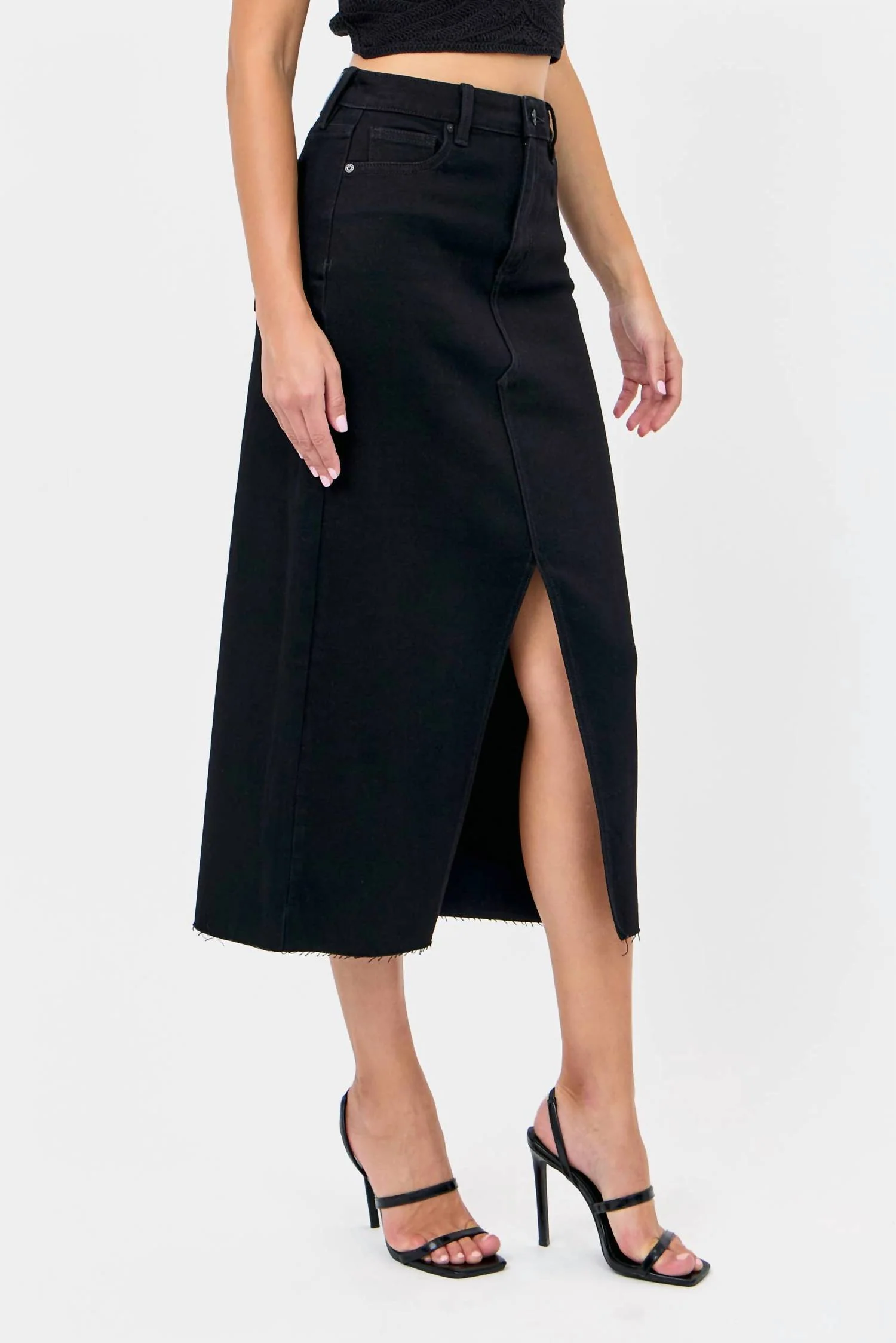 Jean Midi Skirt In Black