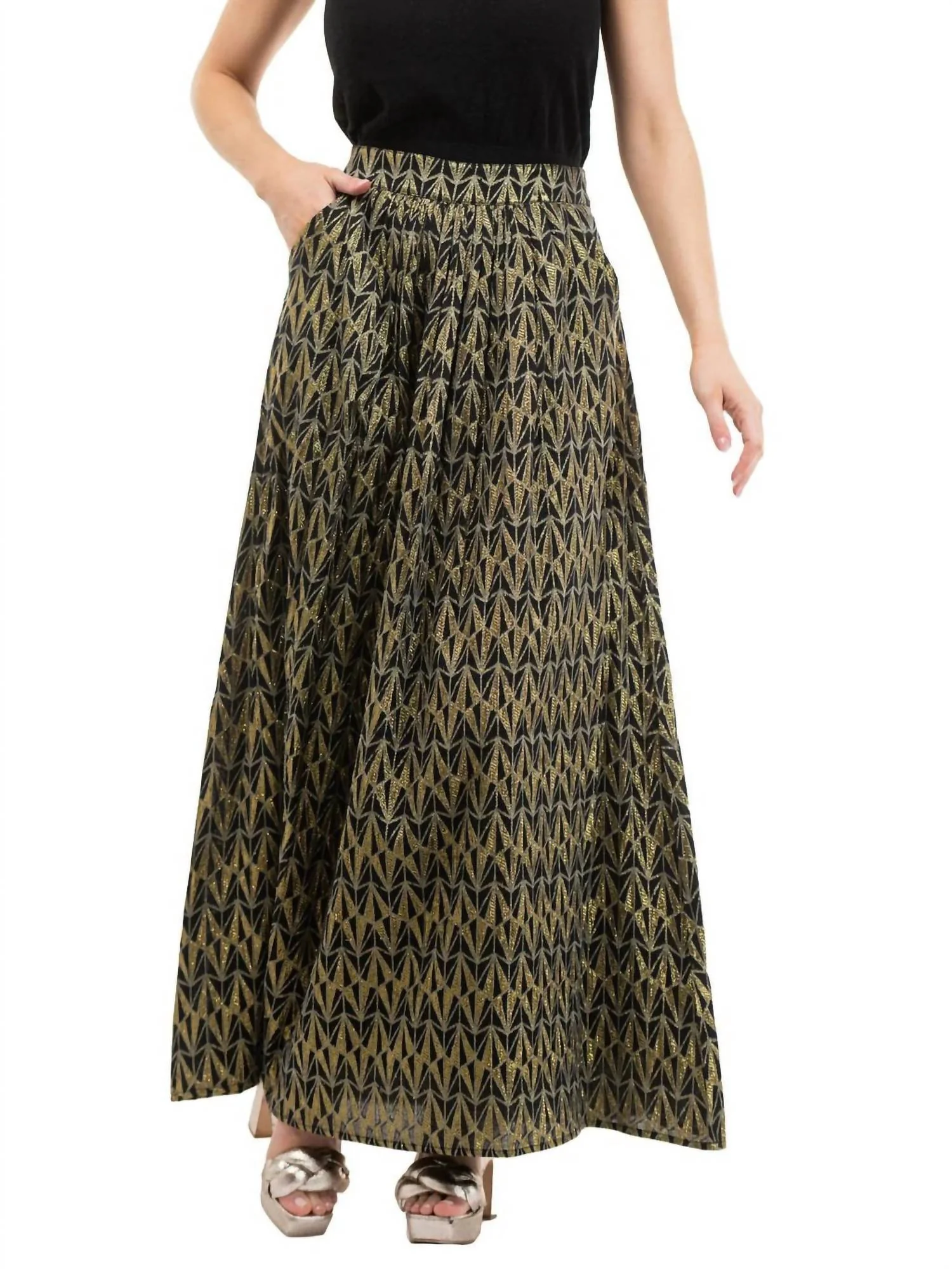 Women's A-Line Skirt Geo Shine In Black