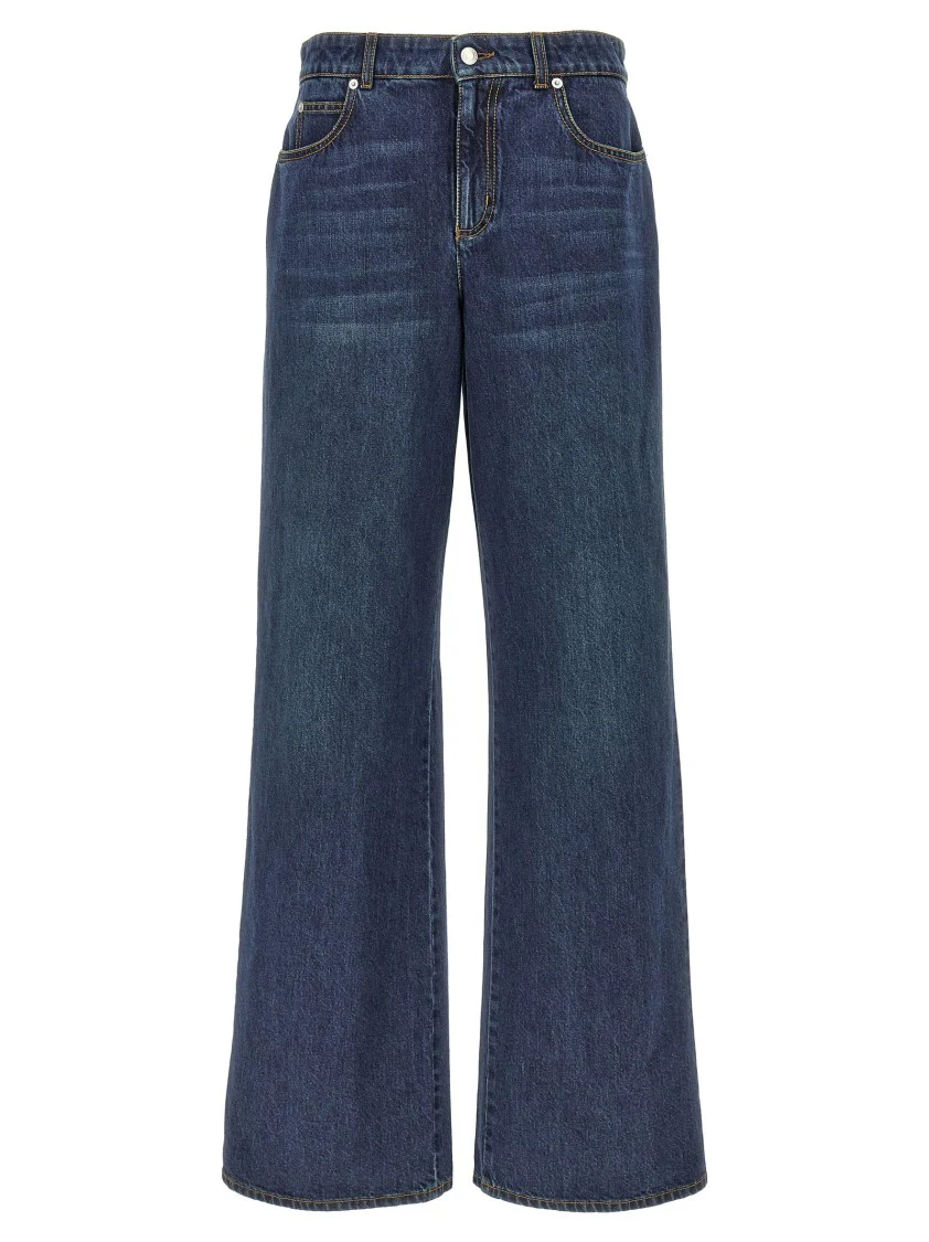 Indigo Wide-Leg Denim Jeans