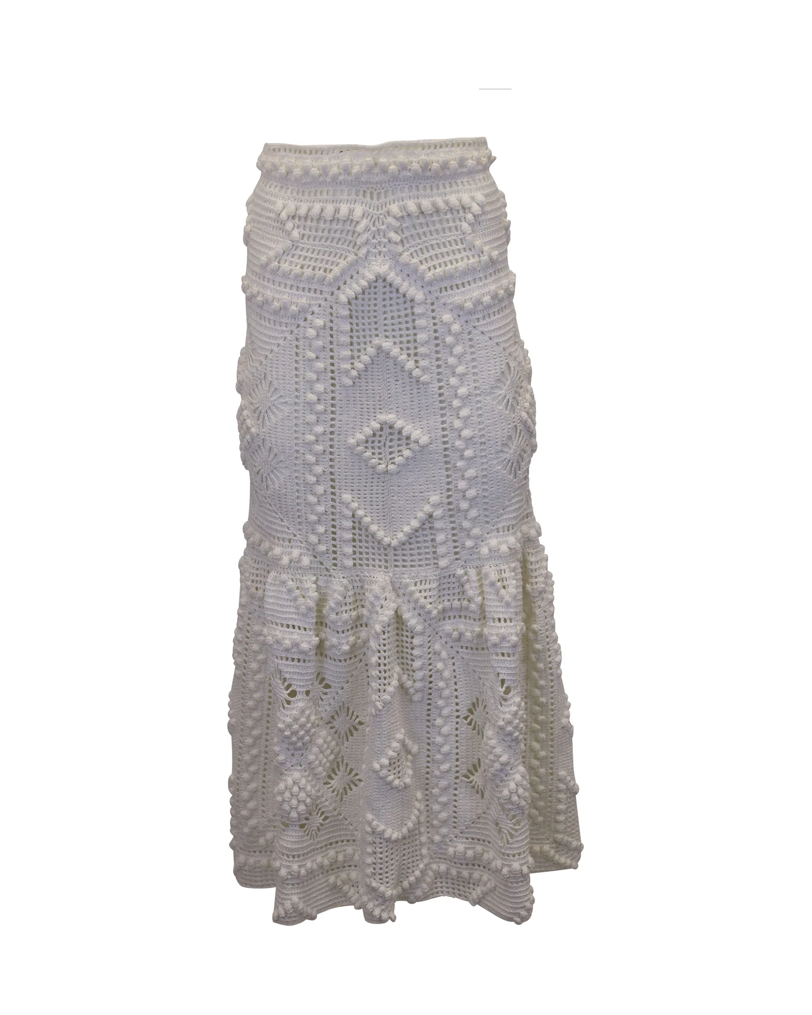 Zimmermann Candescent Crochet Maxi Skirt in White Cotton