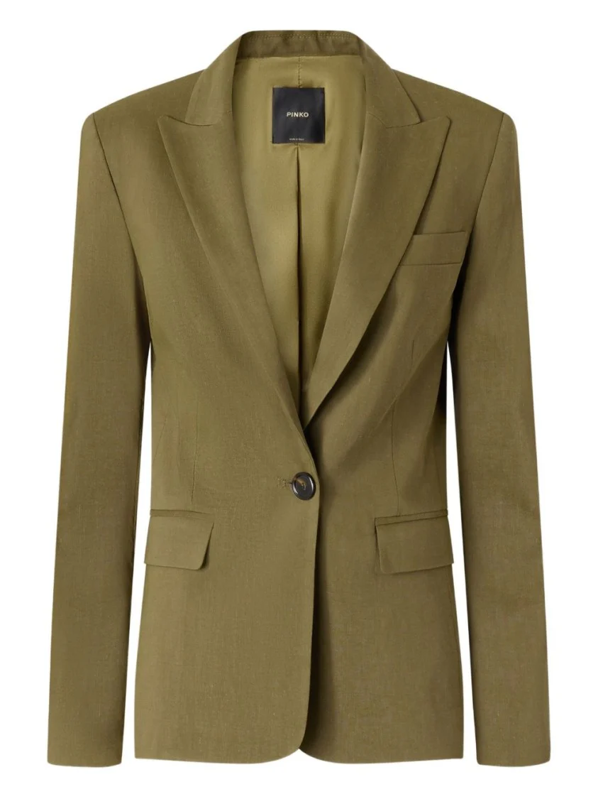 Olive Green Tailored Jacket With Notched Lapels