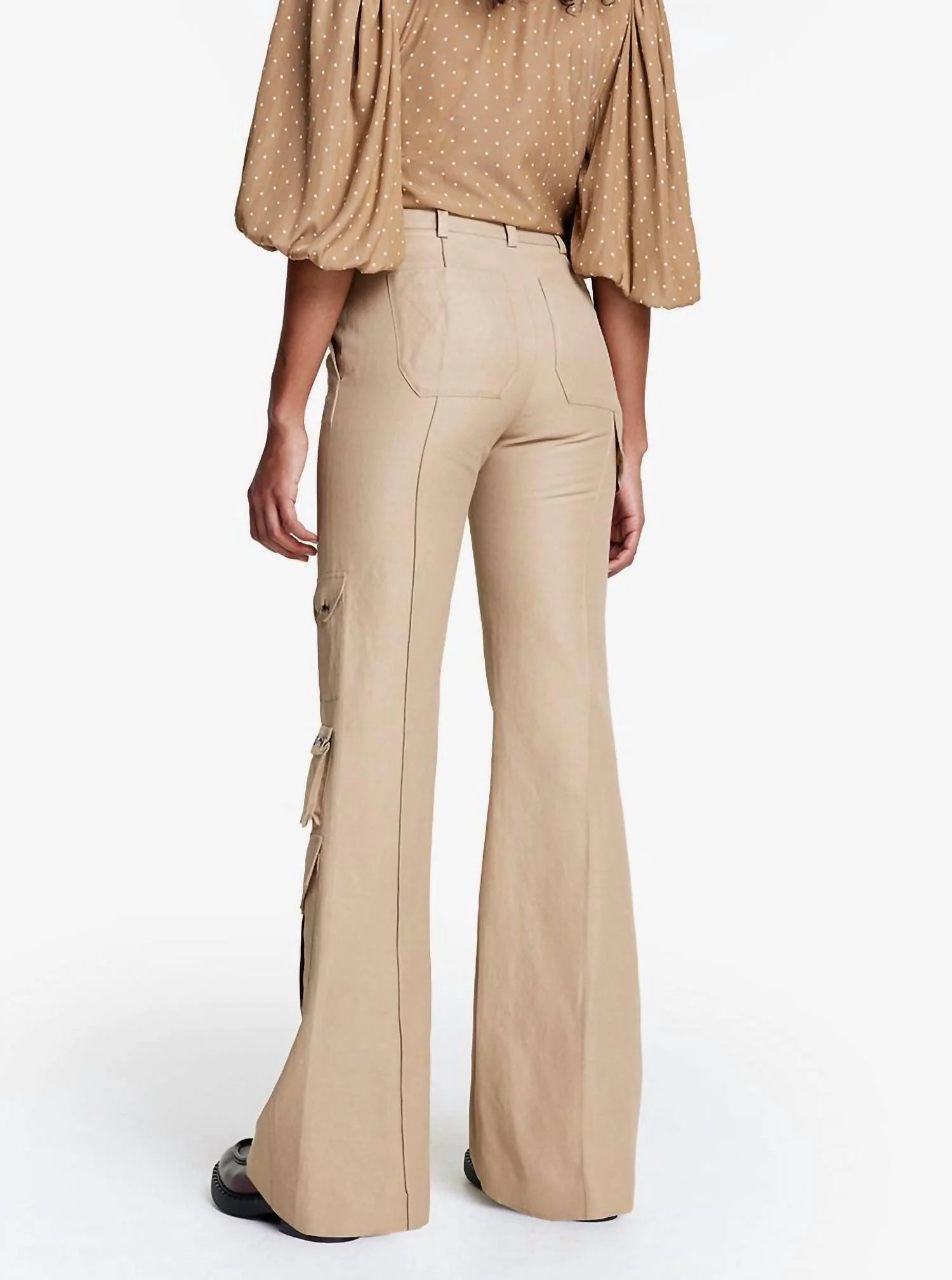 Wide Leg Cargo Trousers In Stone