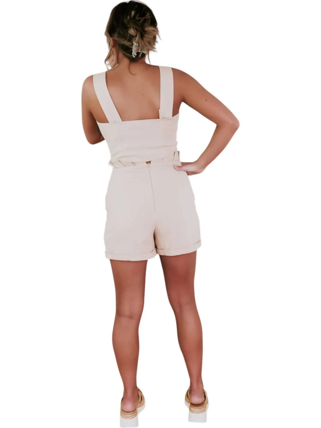 Button Down Short And Cropped Top Set In Cream