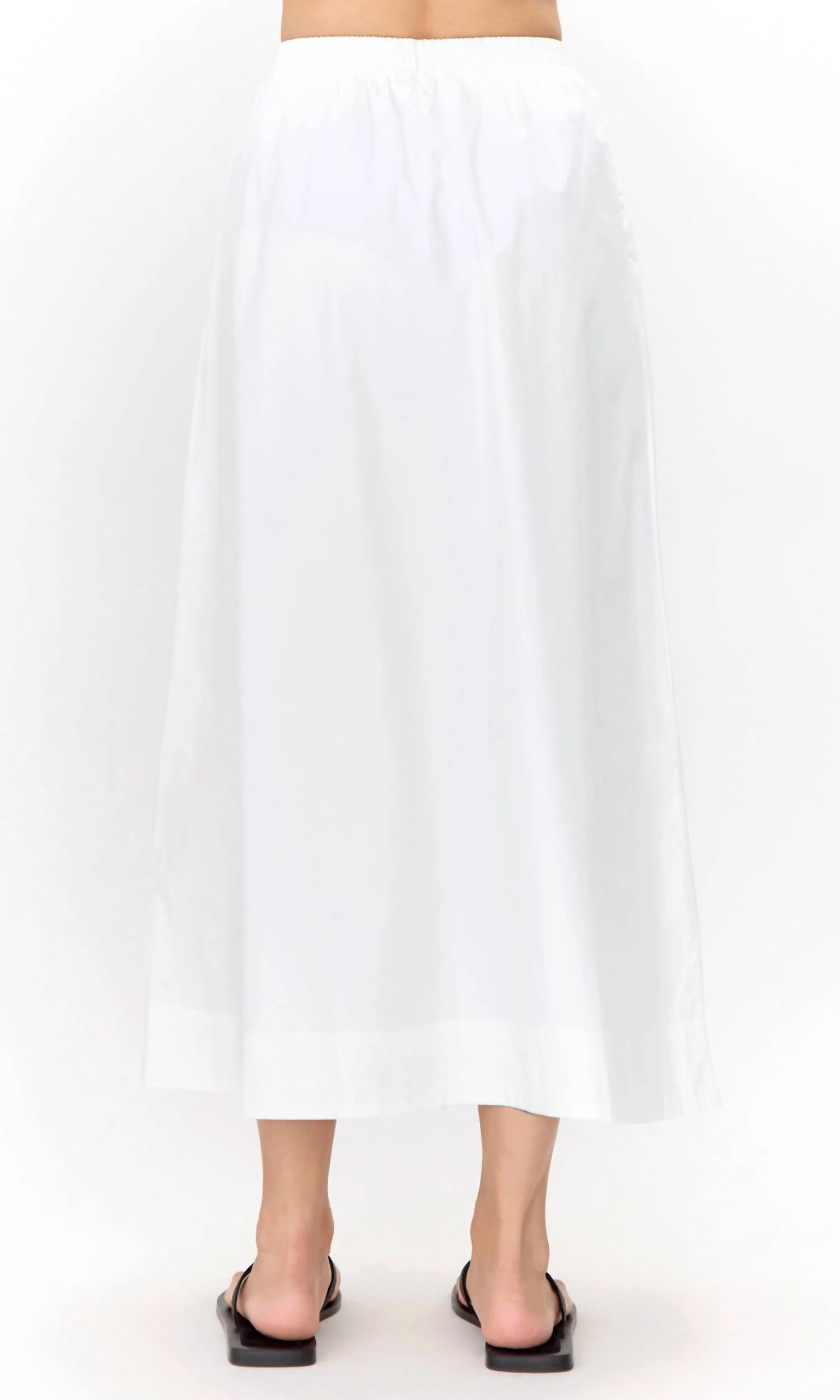 Ana Poplin A Line Midi Skirt In White