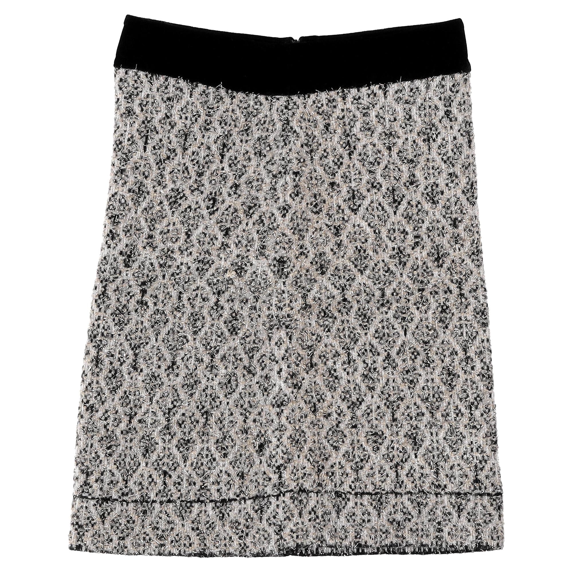 Sandro Jazz Metallic Jacquard Knit Mini Skirt in Black Wool