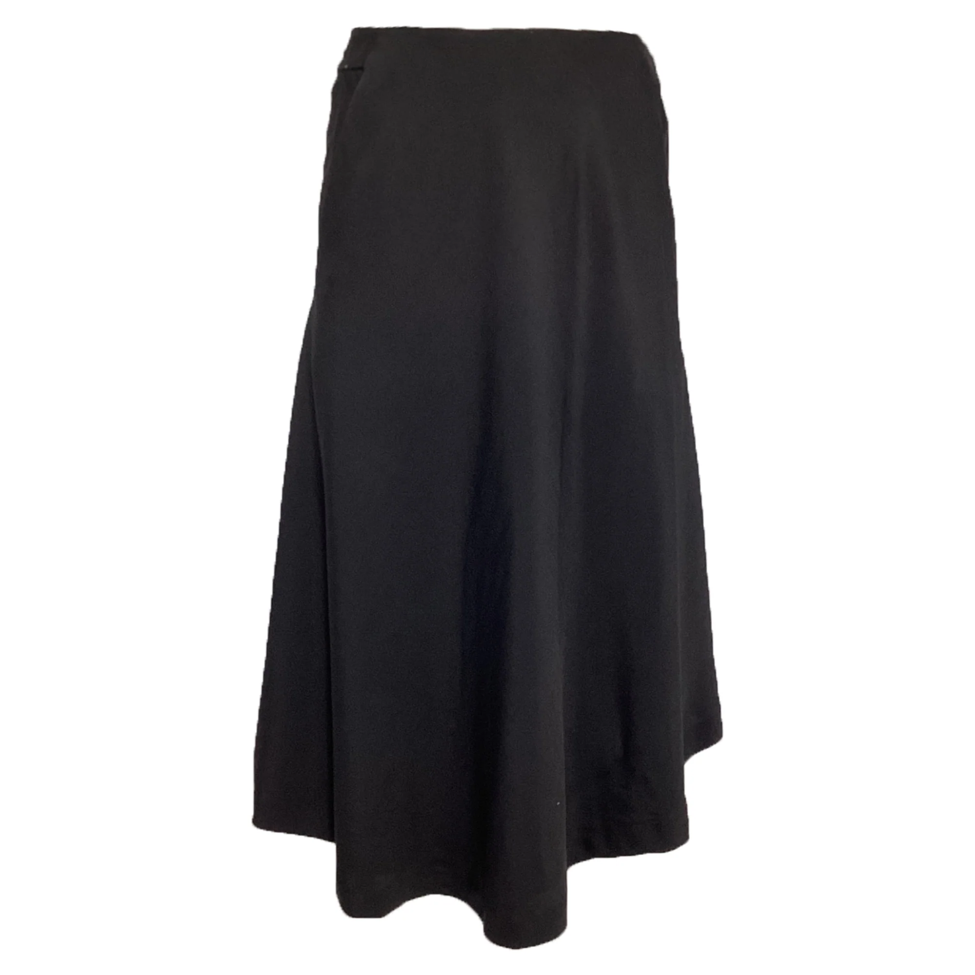 Theory Asymmetric Midi Skirt in Black Cotton