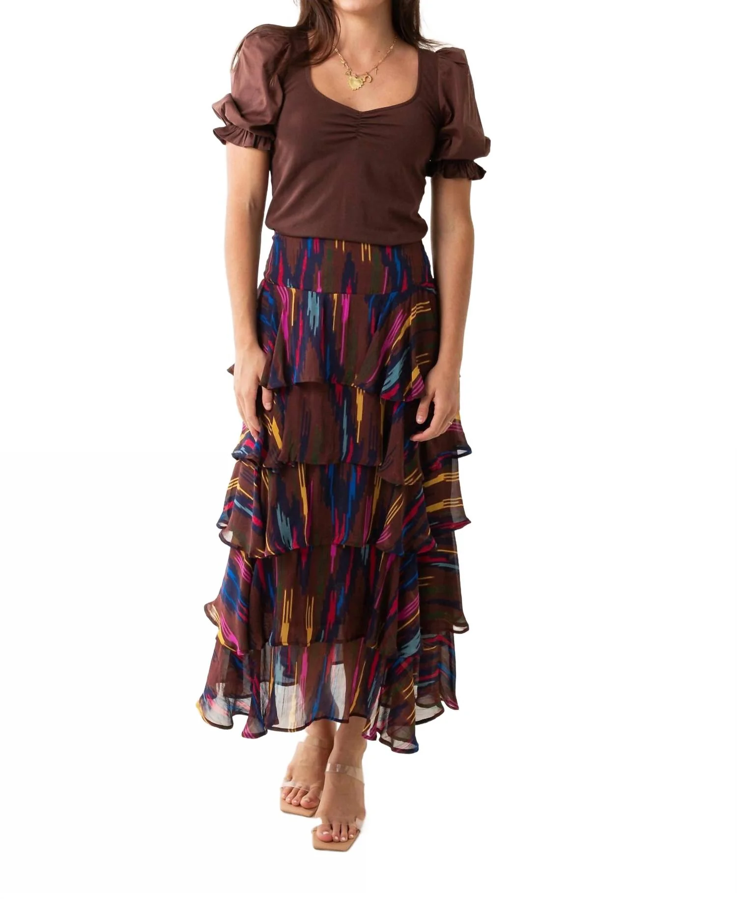 Fayette Skirt In Chocolate Multi