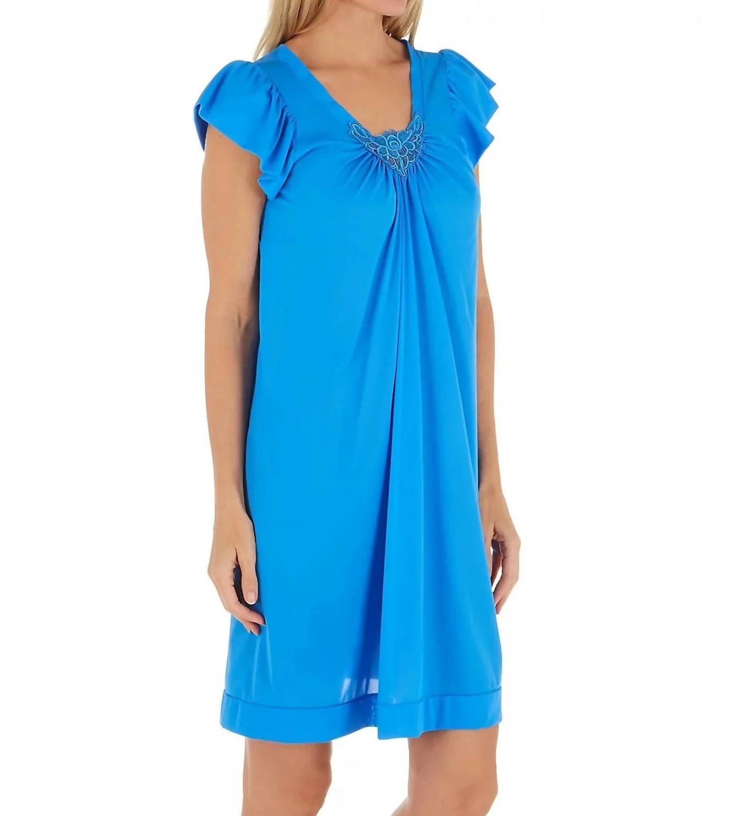 Short Cap Sleeve Nightgown In Sapphire