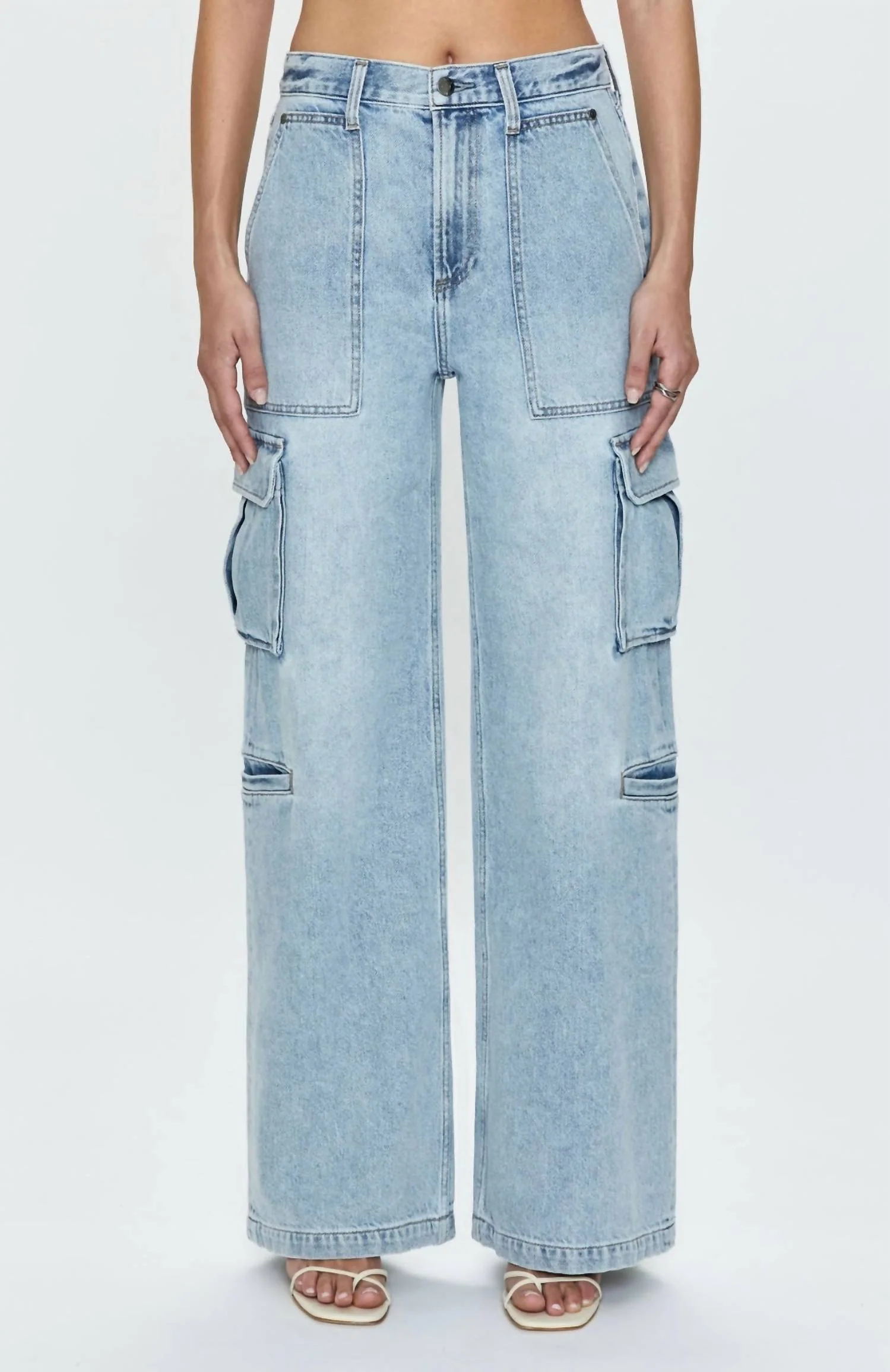 Milo Utility High Rise Ultra Wide Leg Jeans In Blue