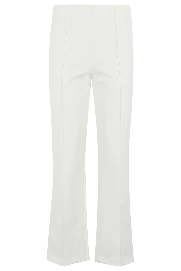 Ivory Cropped Pants With Side Zip Closure
