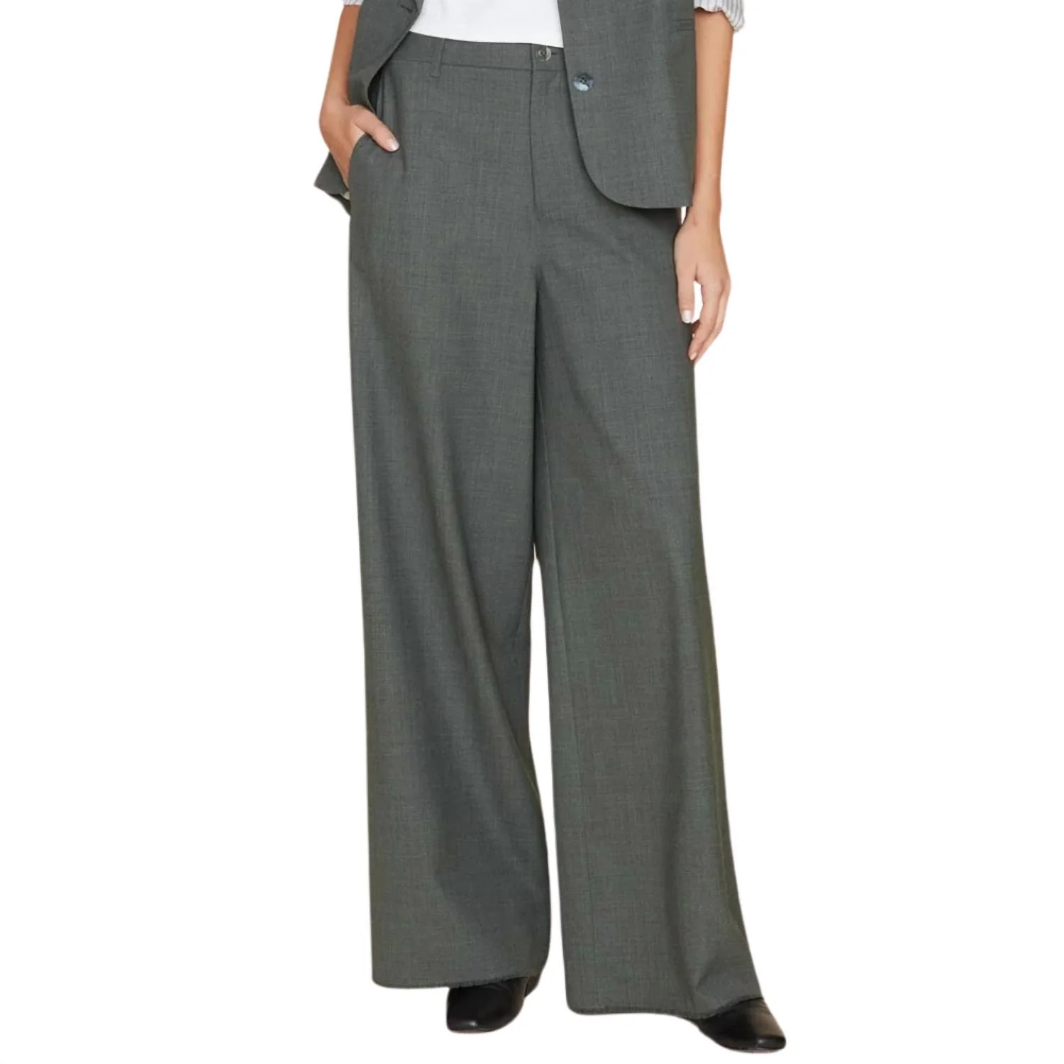 Portlyn Wide Leg Trouser In Melange
