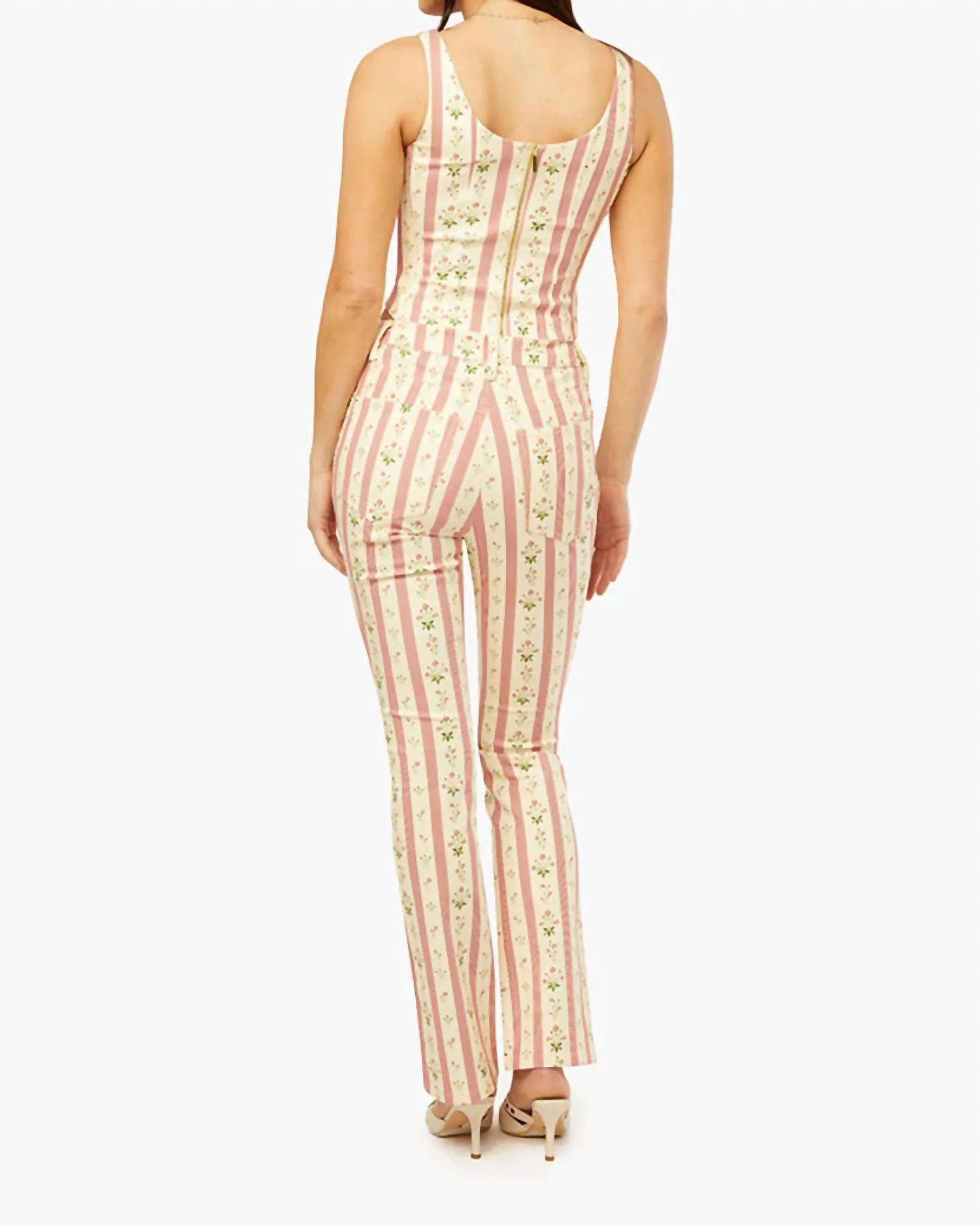 Floral Mid Rise Ankle Jeans In Lemon Icing