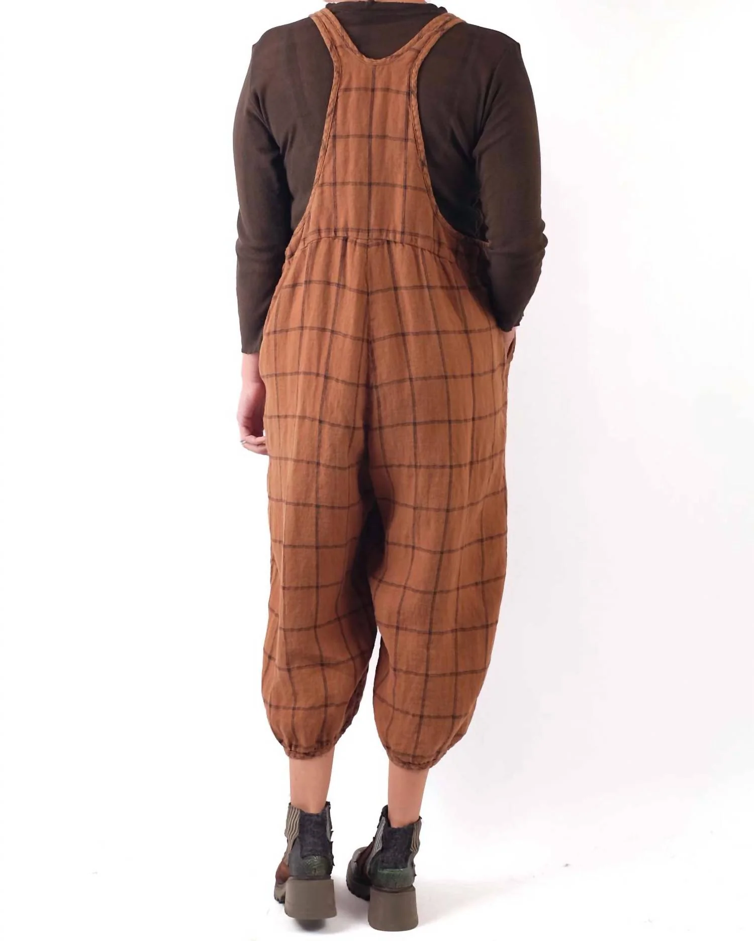 Lore Plaid Overalls In Camel